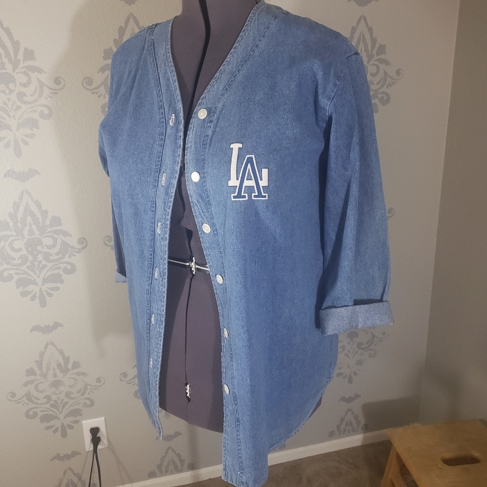 Vintage LA Dodgers denim  jersey